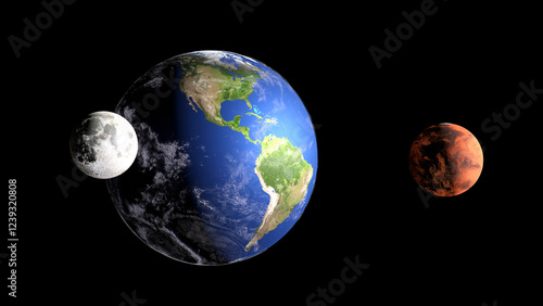 Earth Mars Moon
