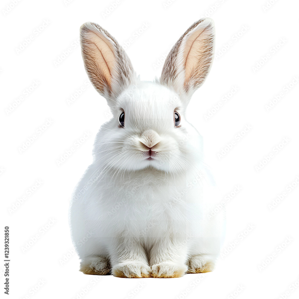 Fototapeta premium Adorable White Rabbit Fluffy Fur Cute Pet Studio Shot Easter Bunny