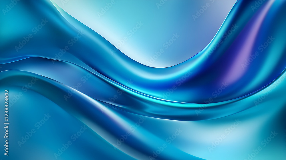 Fototapeta premium Gentle curves of blue and turquoise fabric elegantly intertwine, evoking tranquility and fluidity