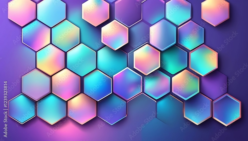 Abstract Hexagon Pattern in Vibrant Pastel Colors Abstract Hexagon Pattern in Vibrant Pastel Colors
