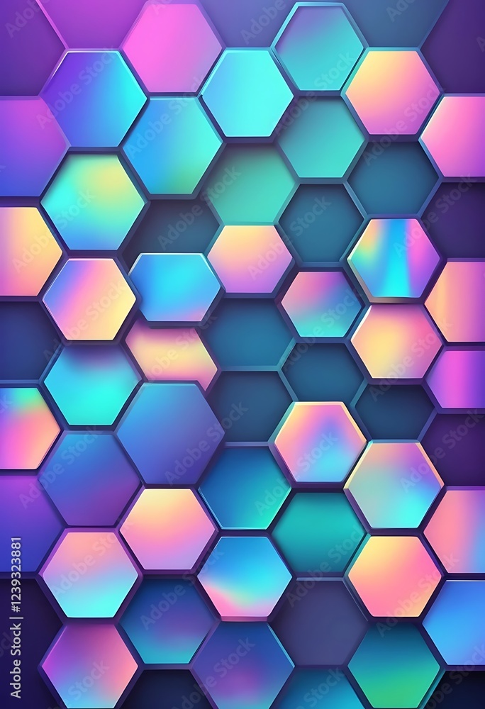 Abstract Hexagon Pattern Iridescent Colors Abstract Hexagon Pattern Iridescent Colors