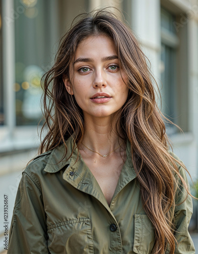 Wallpaper Mural Beautiful and Stylish Young Woman in Military Jumpsuit Posing Outdoors Torontodigital.ca