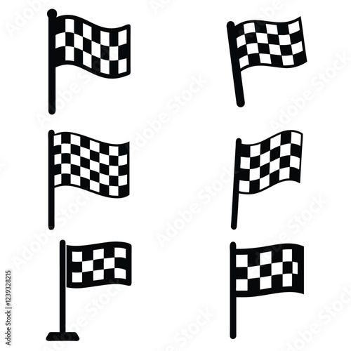 Racing flag icon vector silhouette