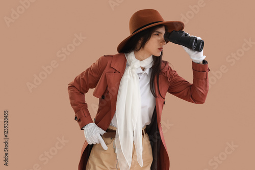 Female spy looking through ...