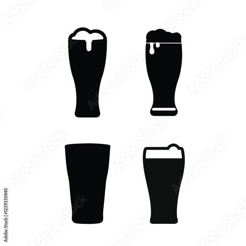 Beer glass vector illustration set