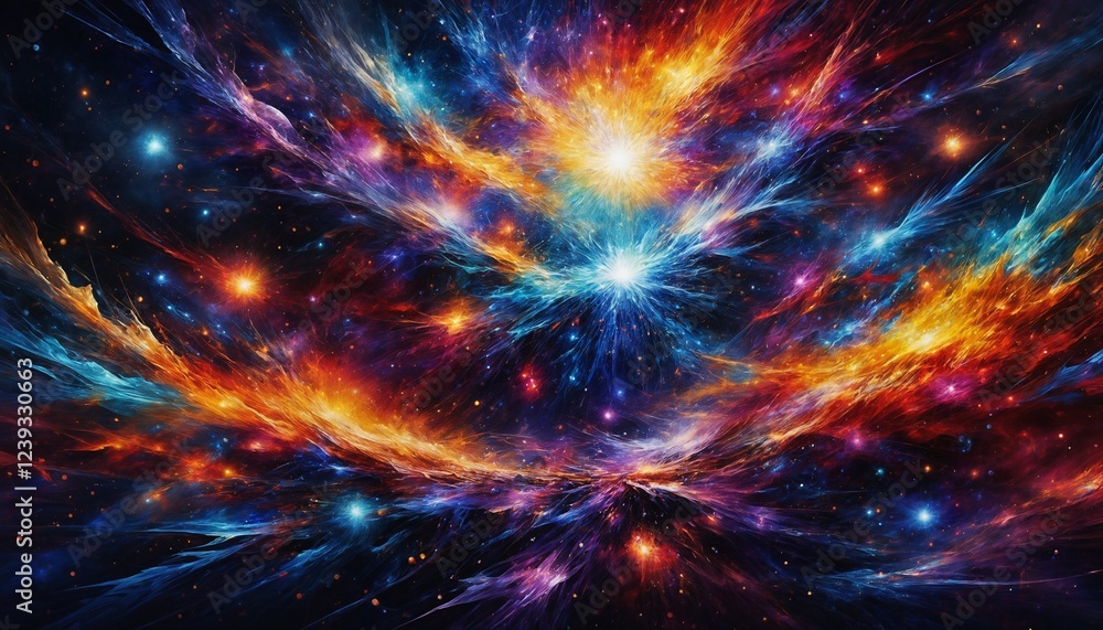 Obraz premium Vibrant Cosmic Explosion in Deep Space