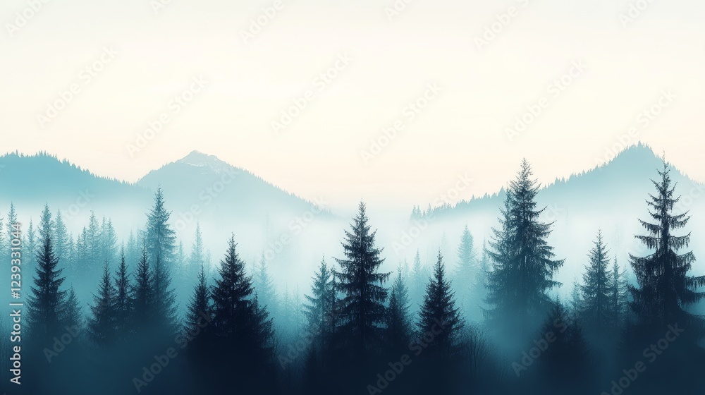 Obraz premium A blue misty forest