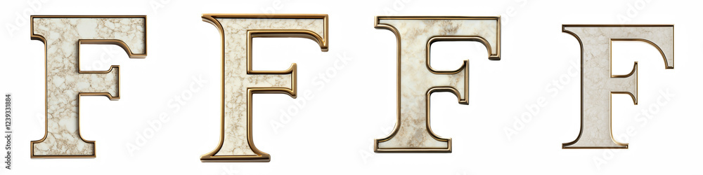 Alphabet F, made of cream beige with bronze gold metal rim, Logo design, letter, isolated on a transparent background Alphabet F, made of cream beige with bronze gold metal rim, Logo design, letter, isolated on a transparent background