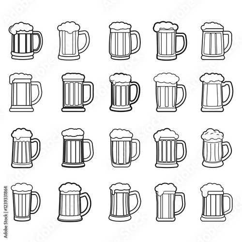 Beer mug vector illustration set