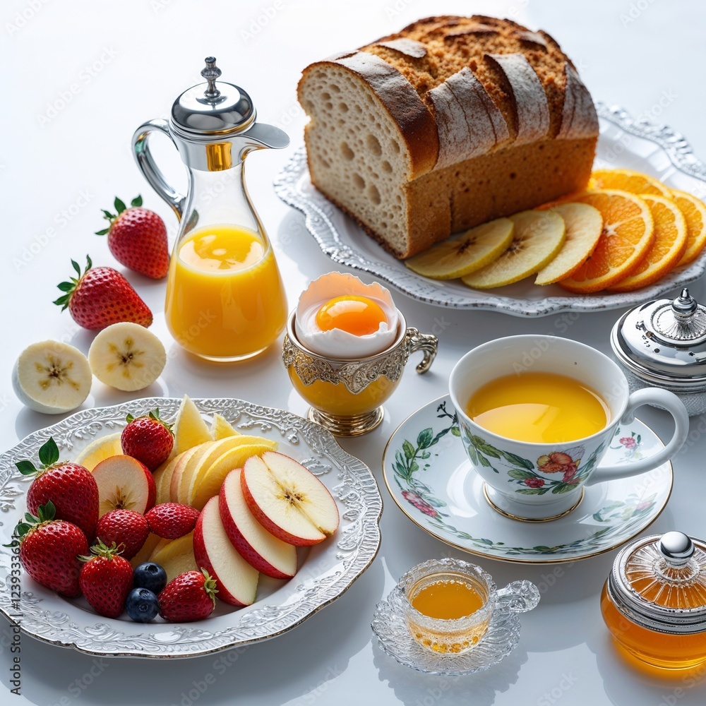 Fototapeta premium breakfast with coffee and orange juice