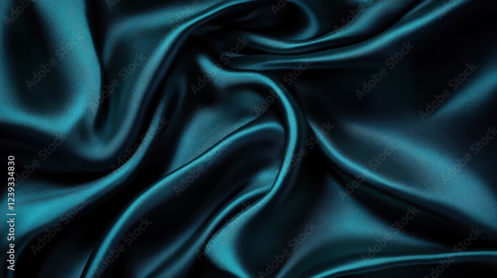 Luxurious dark teal satin fabric with elegant folds and soft texture Luxurious dark teal satin fabric with elegant folds and soft texture