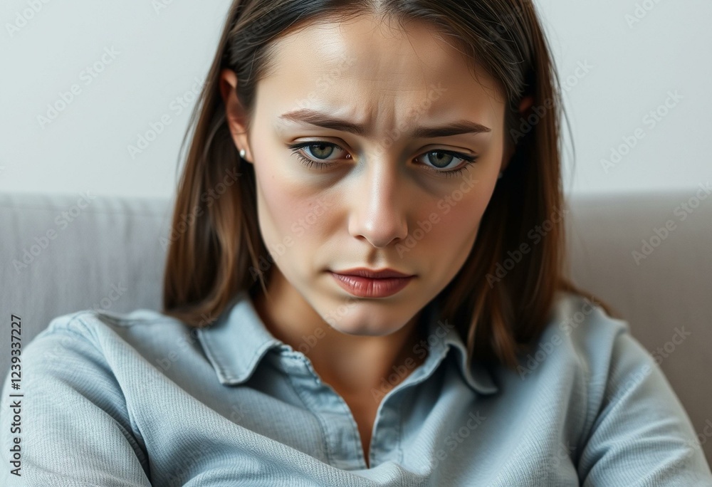 Tired female with dark circles Tired female with dark circles