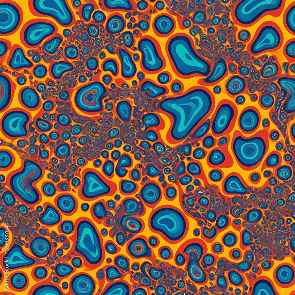 Fototapeta premium seamless pattern with circles, Organic Orange and Teal Abstract Cellular Pattern Design