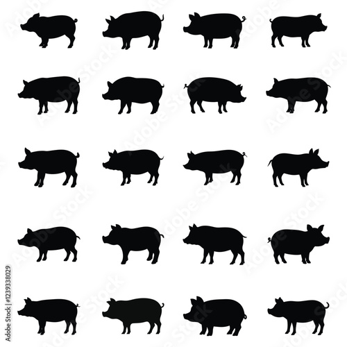 Pig Vector silhouette. Pig silhouette icon isolated vector design and illustration.