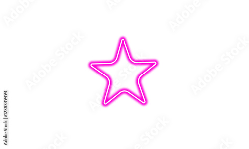 Neon pink star frame. Glowing pink neon border. Bright star-shaped light design. Vibrant neon frame with glowing effect. Isolated on transparent background
