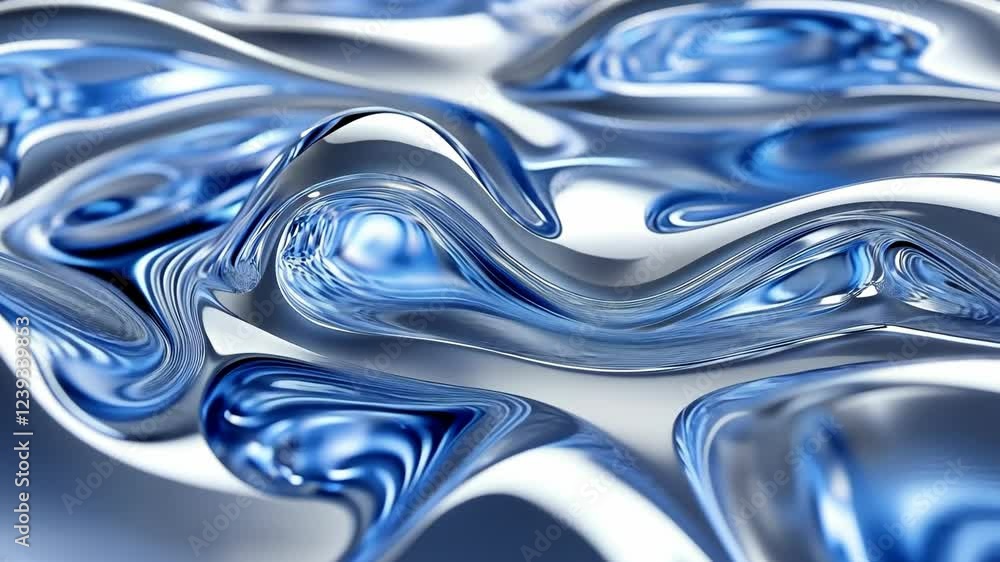 Swirling blue liquid creating an abstract pattern under soft light showcasing fluid dynamics and reflections Swirling blue liquid creating an abstract pattern under soft light showcasing fluid dynamics and reflections