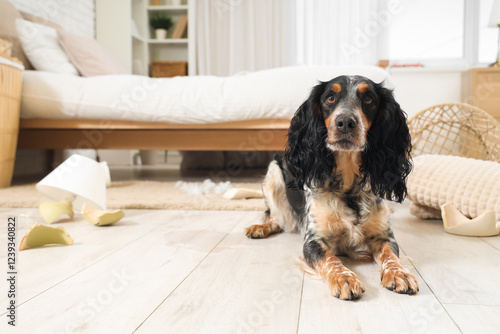 Naughty cocker spaniel with...