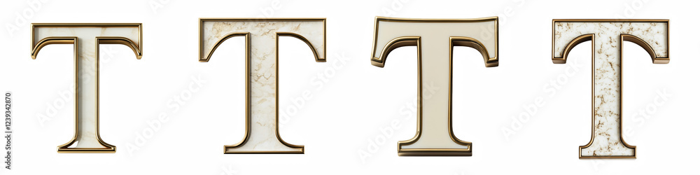 Alphabet T, made of cream beige with bronze gold metal rim, Logo design, letter, isolated on a transparent background Alphabet T, made of cream beige with bronze gold metal rim, Logo design, letter, isolated on a transparent background