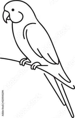 Elegant Parrot Line Drawing Vector Design