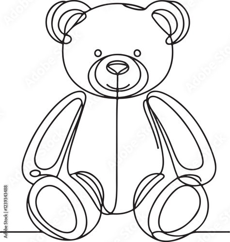 Minimalist Line Drawing of Teddy Bear Vector Illustration photo