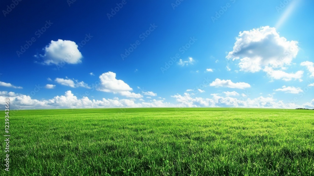 Vast Green Field Under a Clear Blue Sky Vast Green Field Under a Clear Blue Sky