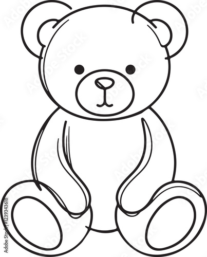 Minimalist Line Drawing of Teddy Bear Vector Illustration