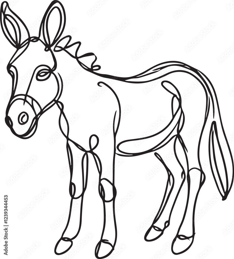 Obraz premium Simple Line Drawing of Donkey Vector Illustration