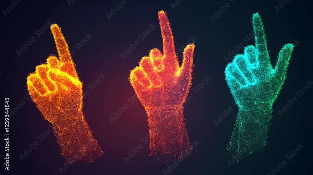 Abstract Glowing Hands in Digital Style Abstract Glowing Hands in Digital Style