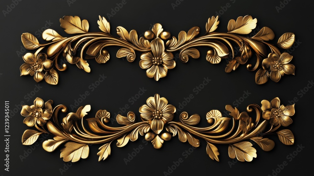 Exquisite Gold Floral Ornament Design for Architectural Detail Exquisite Gold Floral Ornament Design for Architectural Detail
