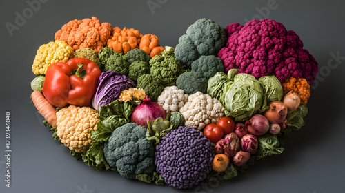 Wallpaper Mural A Vibrant Display of Vegetables Forming a Heart Shape to Represent Healthy Eating and Wellness in a Studio Setting Torontodigital.ca