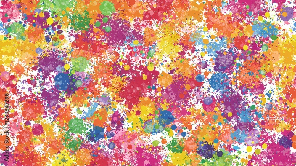 Vibrant Colorful Splashes of Paint on a White Background Vibrant Colorful Splashes of Paint on a White Background