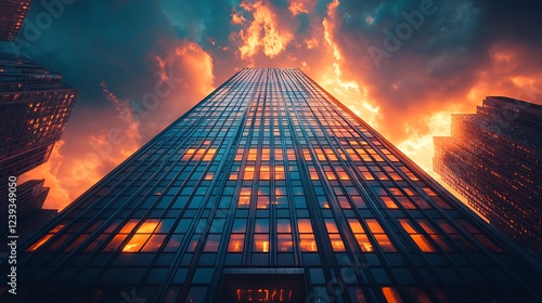 Wallpaper Mural tall skyscraper glowing amidst dense photo Torontodigital.ca