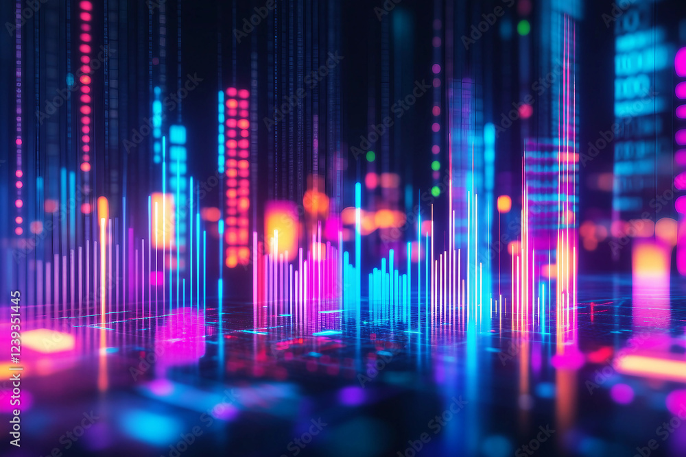 A vivid abstract display charts and graphs with bright colors generated with AI A vivid abstract display charts and graphs with bright colors generated with AI