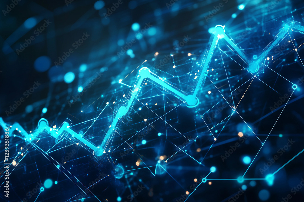 Glowing graph and charts, abstract background with lines generated with AI Glowing graph and charts, abstract background with lines generated with AI