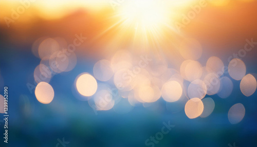 bokeh sunlight glare leak defocused orange blue white light abstract background blur glow overlay surface lens flare filter copy space