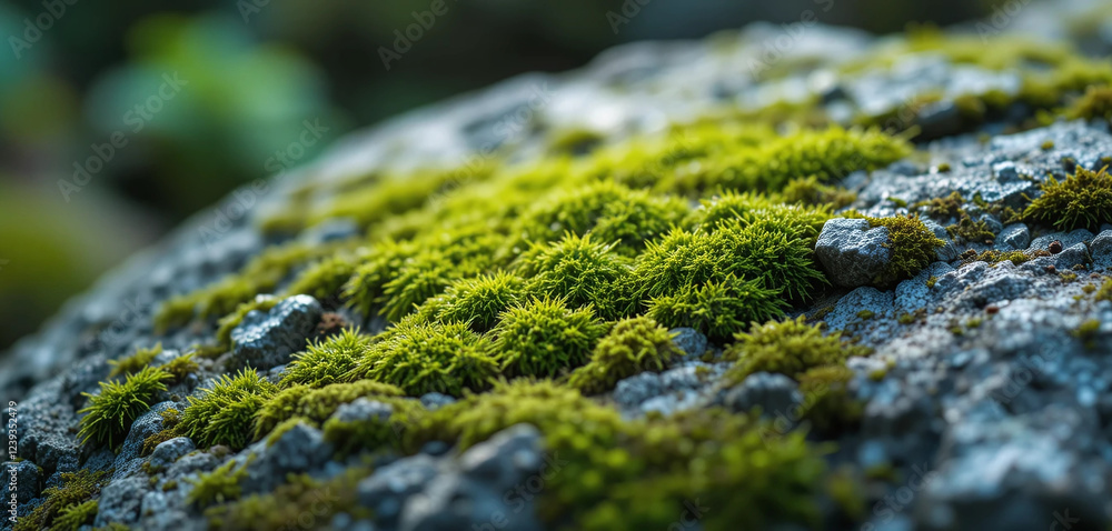Macro shot of a rock covered in moss, 8K resolution, showcasing natural textures, vibrant green tones, and soft natural lighting. Macro shot of a rock covered in moss, 8K resolution, showcasing natural textures, vibrant green tones, and soft natural lighting.
