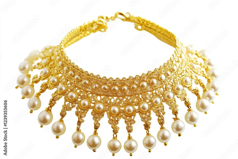 Gold necklace isolated on white background Gold necklace isolated on white background