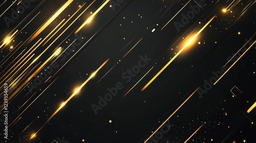 A luxurious vector template featuring an elegant golden glowing line with a sparkling light effect on a black background, ideal for premium award designs