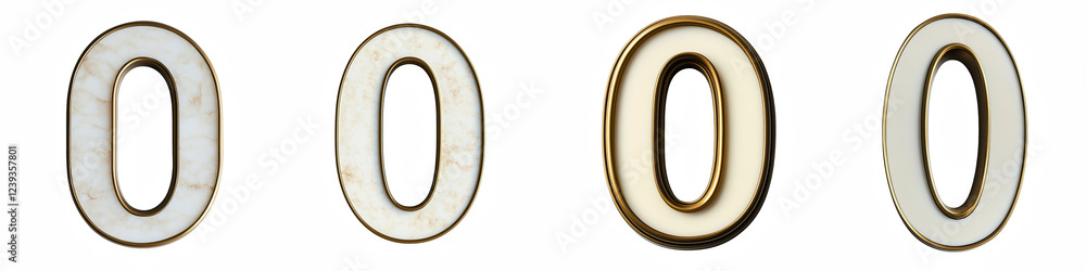 Number 0, made of cream beige with bronze gold metal rim, logotype, Zero isolated on a transparent background Number 0, made of cream beige with bronze gold metal rim, logotype, Zero isolated on a transparent background