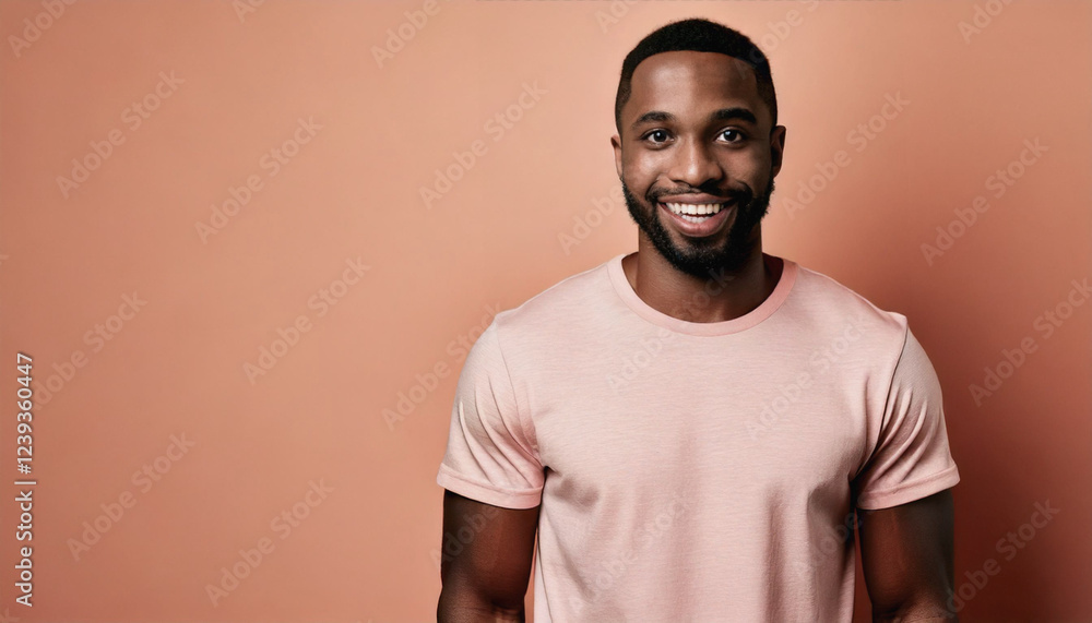 Handsome Smiling Man in Studio Portrait with Charming Look, Pastel Background, copyspace Handsome Smiling Man in Studio Portrait with Charming Look, Pastel Background, copyspace