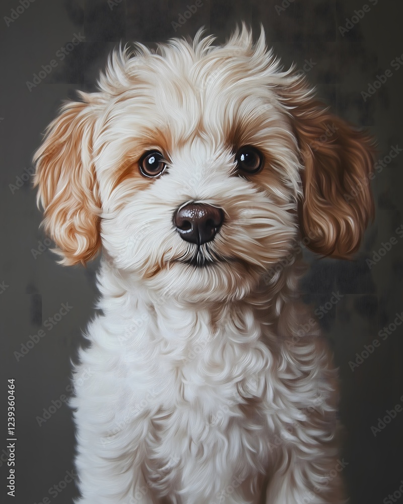 An adorable dog portrait on a gray studio background An adorable dog portrait on a gray studio background