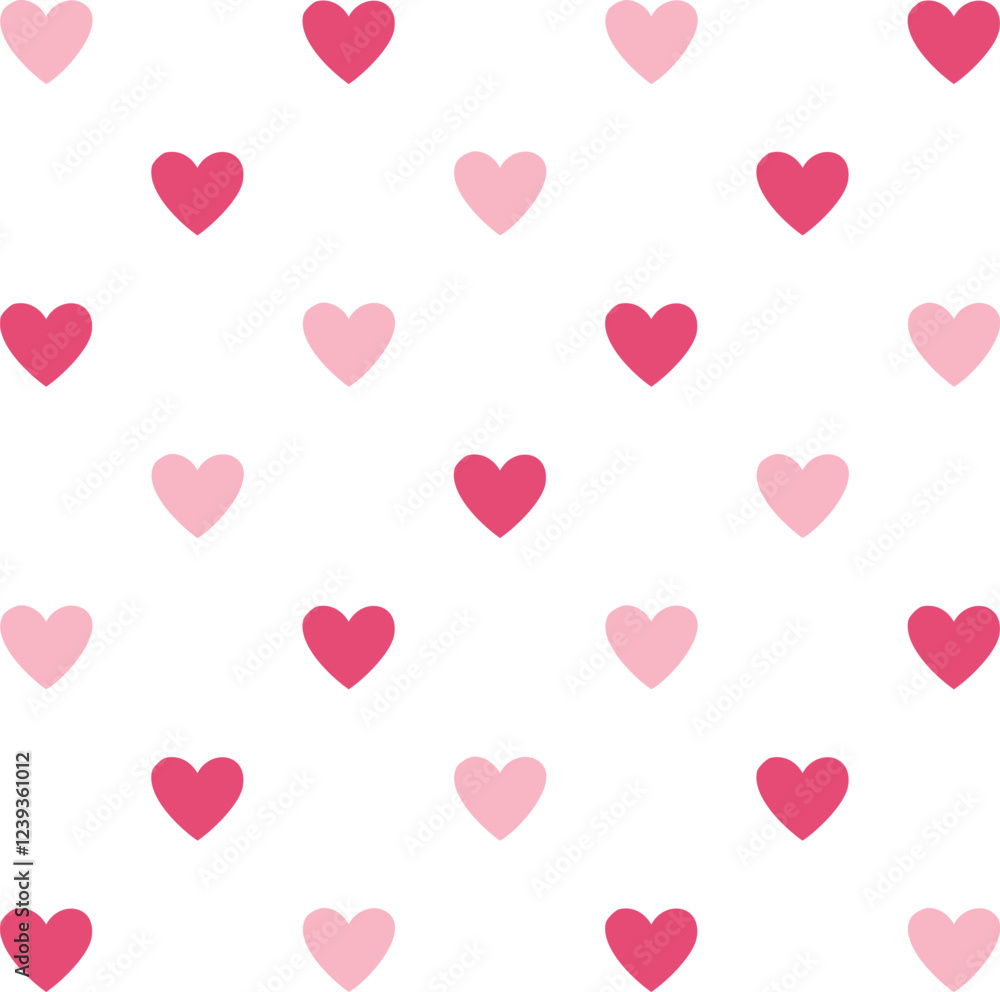 Seamless pattern with hearts. Holiday vector illustration. Design for card, poster, print. Colorful cartoon isolated on white background Seamless pattern with hearts. Holiday vector illustration. Design for card, poster, print. Colorful cartoon isolated on white background