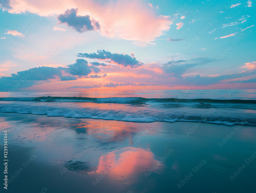 Stunning sunset over a tranquil ocean, reflecting vibrant colors on the water. Stunning sunset over a tranquil ocean, reflecting vibrant colors on the water.