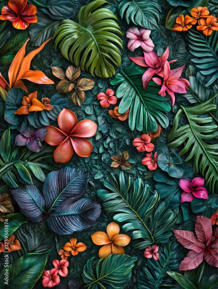 Fototapeta premium Exotic Leaves and Flowers