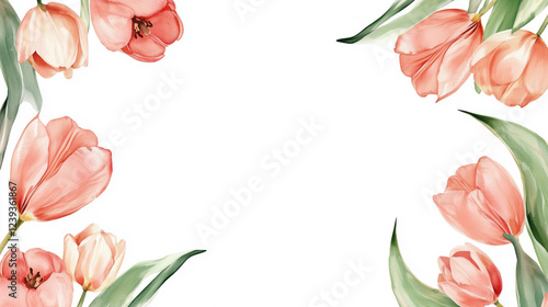 Wallpaper Mural Watercolor background with tulip flowers Torontodigital.ca