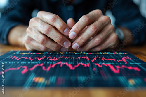 AI generated stock market analysis on a holographic interface, showcasing advanced financial tools