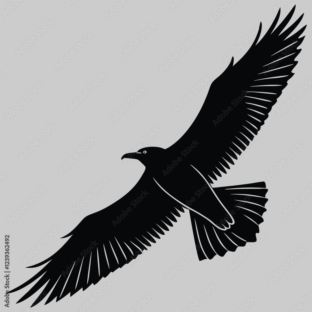 Obraz premium a bird flapping its wings in flight silhouette vector design art and illustration