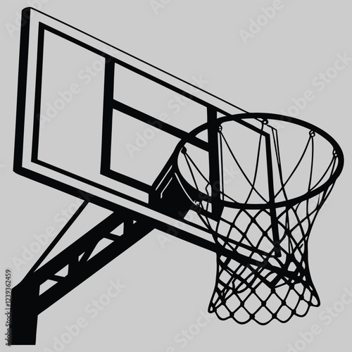 a basketball hoop and net silhouette vector design art and illustration