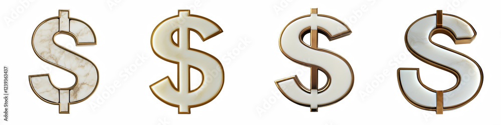 Symbol $, made of cream beige with bronze gold metal rim, logotype, Dollar isolated on a transparent background Symbol $, made of cream beige with bronze gold metal rim, logotype, Dollar isolated on a transparent background