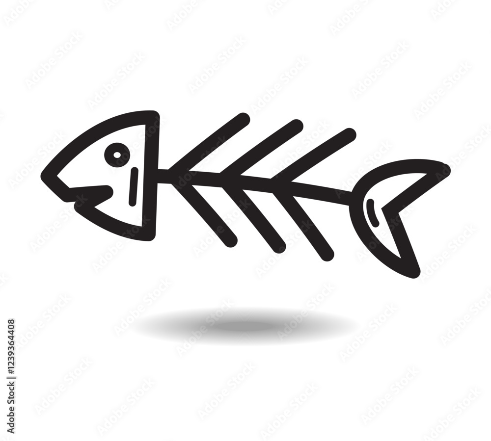 Fototapeta premium Fish Bone Icon - Fishbone Diagram Metaphor or Pet Food - Stock Icon